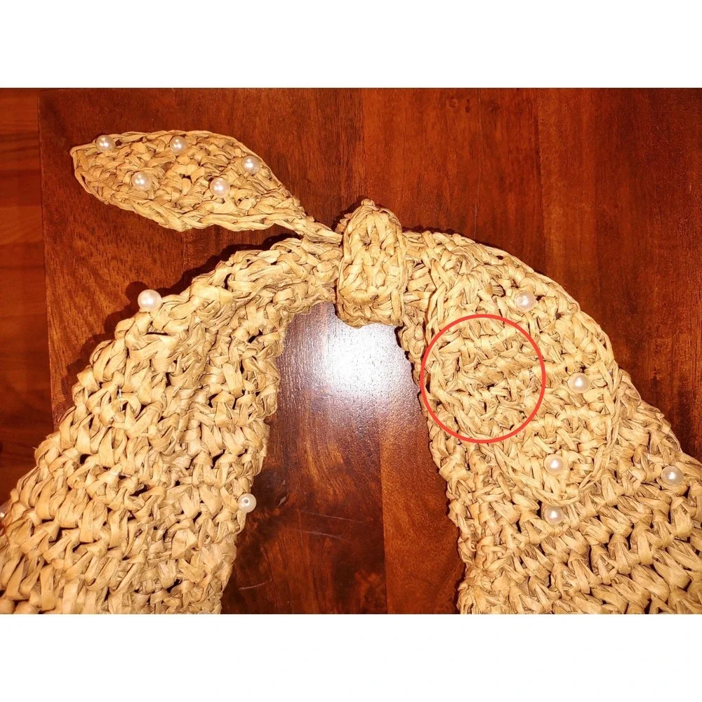Haute Hippie Pearl Embellished Raffia Hobo Bag Women OS Tan Woven Straw NEW